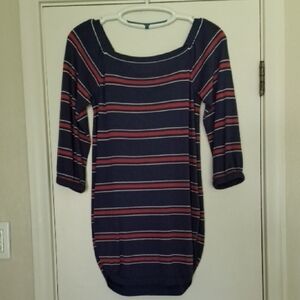 Striped Long Sleeve Tee - Navy and Red